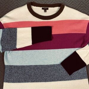 Talbots Medium Petite Striped Cotton Blend Sweater EUC
